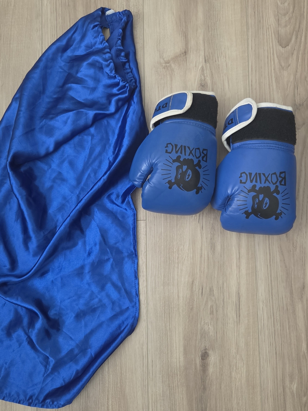 Kids Blue Boxing Gloves and Cape Set Halloween Costume Boxer